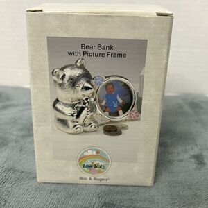 Love Lasts Silverplated Bear Bank And Picture Frame